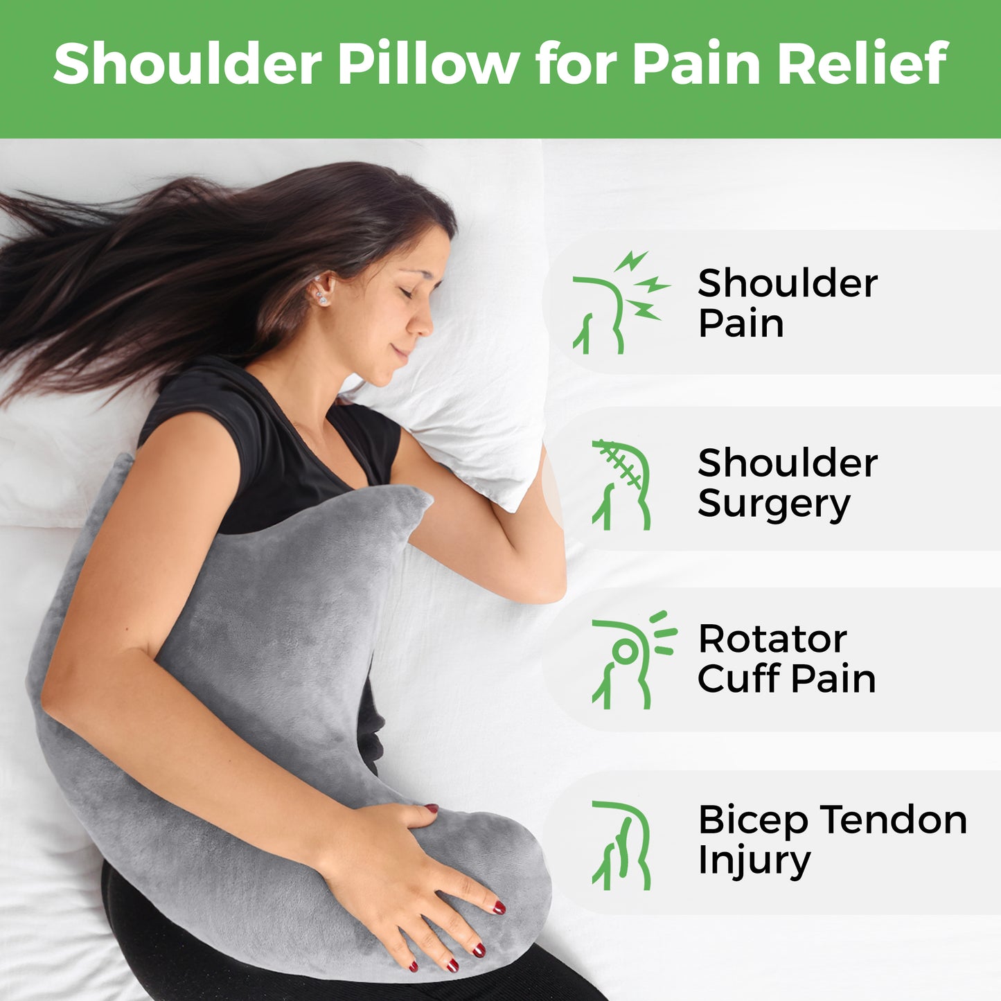 AbleUplift Shoulder Pillow Gray Pain Relief Rotator Cuff Surgery