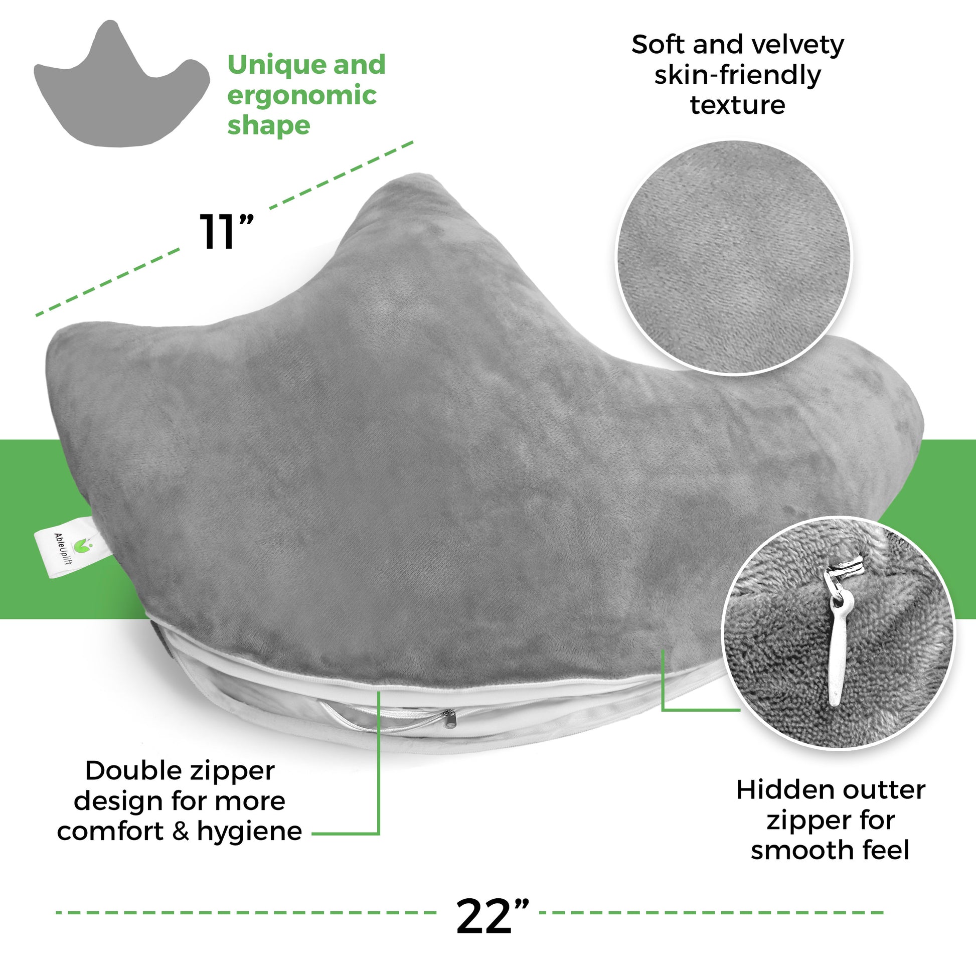 AbleUplift Shoulder Pillow Gray Unique shape soft velvety