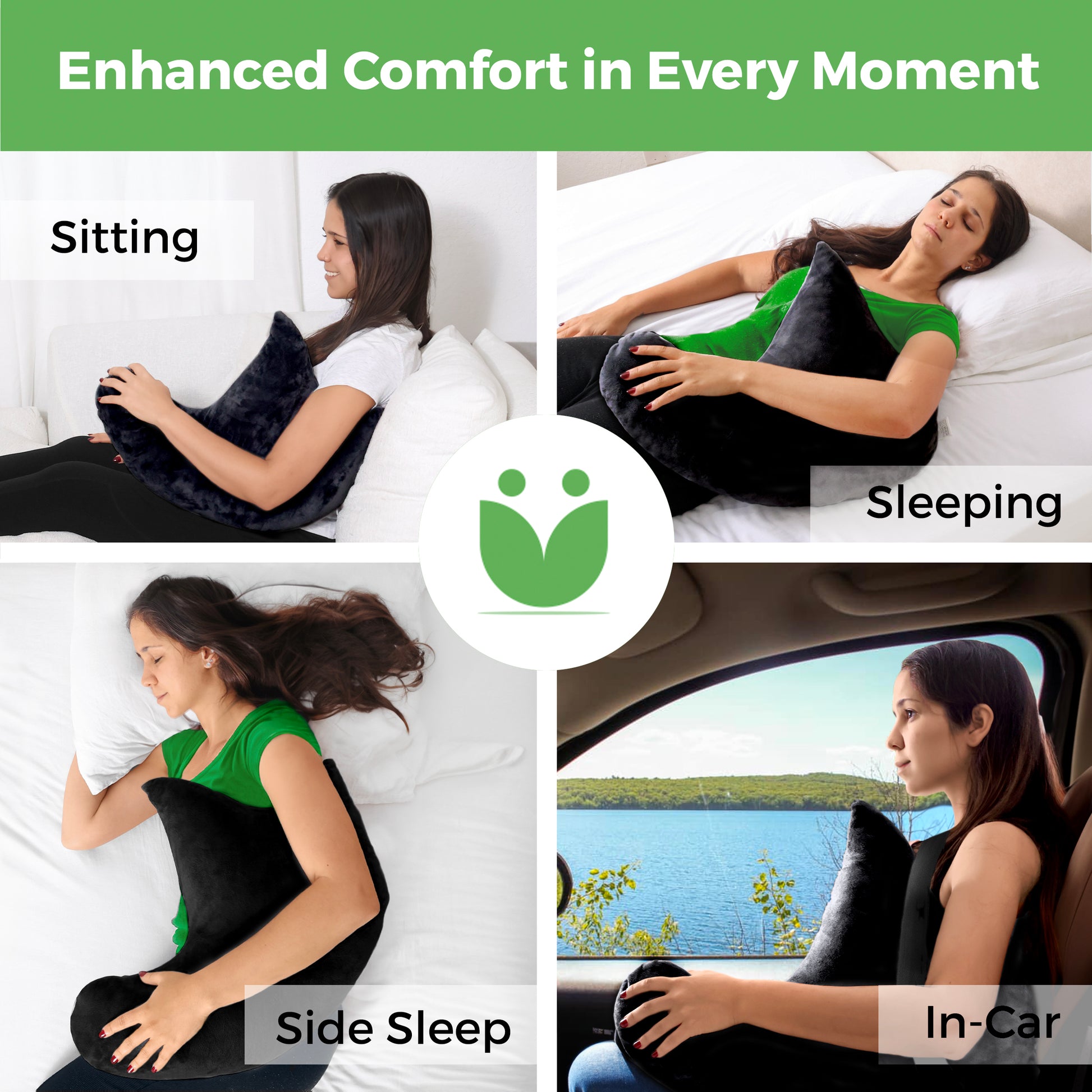 AbleUplift Shoulder Pillow Black Sitting Sleeping Side Sleep Car